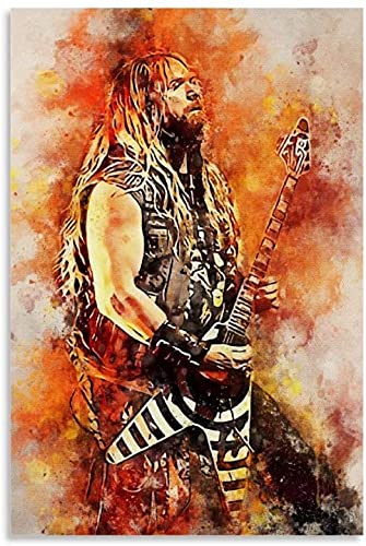 Iooie GemäLde Auf Leinwand Zakk Wylde Gitarrist und Picture Modern für Schlafzimmer Dekor Wandkunst Malerei Poster Druckt Bilder 23.6"x35.4"(60x90cm) Kein Rahmen von Iooie