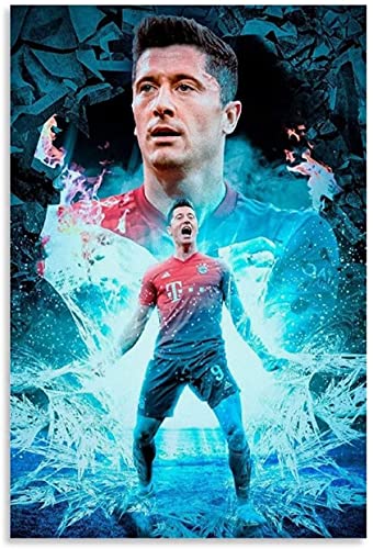 Iooie Leinwand Bilder Kunst Fußballspieler Robert Lewandowski für die Raumdekoration Malerei Poster Druckt Gedruckte 15.7"x23.6"(40x60cm) Kein Rahmen von Iooie