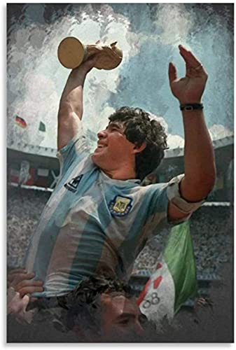 Iooie Leinwand Druck Poster Fußballstar Diego Maradona und Bild für Familiendekor Wandkunst Kunstwerk Malerei Kunstdrucke Bild 15.7"x23.6"(40x60cm) Kein Rahmen von Iooie
