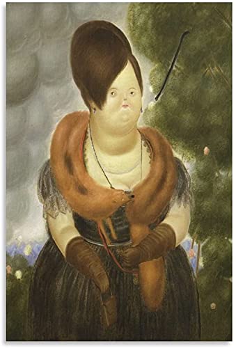 Iooie Leinwand Malerei Bild Die First Lady von Fernando Botero Künstlerbild für Bürodekor Poster Wandkunst Bilder Und Drucke 19.7"x27.6"(50x70cm)  Kein Rahmen von Iooie