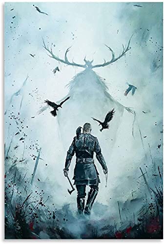 Iooie Leinwand Malerei Bild Ragnar Lothbrok für Porch Decor Poster Wandkunst Bilder Und Drucke 15.7"x23.6"(40x60cm) Kein Rahmen von Iooie