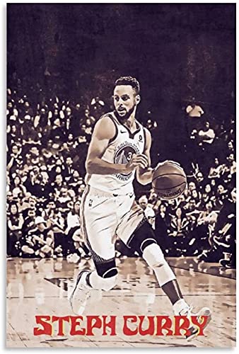 Iooie Poster Und Gedruckte Steph Curry Dribble und Bild für Office Decor Leinwand Malerei Wandkunst Bilder 19.7"x27.6"(50x70cm) Kein Rahmen von Iooie