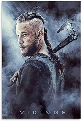 Iooie Poster Und Gedruckte Wikinger Ragnar Lothbrok Pop American TV-Serie für die Raumdekoration Leinwand Malerei Wandkunst Bilder 19.7"x27.6"(50x70cm) Kein Rahmen von Iooie