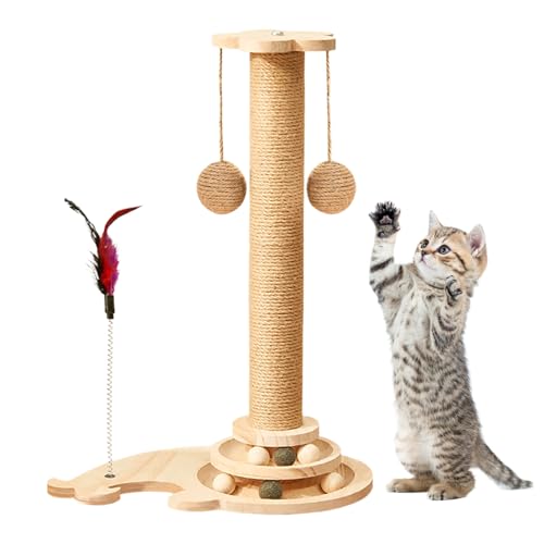 Cat Scratching Post, Indoor Cat Toy, Kitten Scratcher Post with Sturdy and Stable Structure Design for Kittens, Adult Cats Promoting Exercise or Entertainment Cat Scratching Post, Indoor Cat Toy, Kitten Scratcher Post with Sturdy and Stable Structure Design for Kittens, Adult Cats Promoting Exercise or Entertainment von Iouyjiu