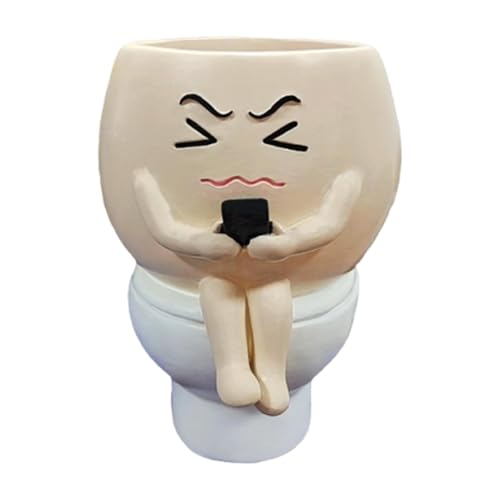 Funny Toilet Design Pots, Unique Toilet Shaped Planter, Quirky Creative Plant Containers, Decorative Flower Plant Pots 5.91x5.12x6.3 Inches for Living Room, Kitchen Decor von Iouyjiu