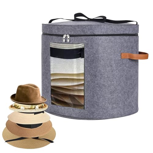 Hat Box mit Deckel und transparentem Fenster, runder Hut-Organizer, faltbare Cowboy-Kappe zur Aufbewahrung, multifunktionaler Behälter für Mützen, Sheets, Decken und Schließmechanismus, 1 Stück Hat Box mit Deckel und transparentem Fenster, runder Hut-Organizer, faltbare Cowboy-Kappe zur Aufbewahrung, multifunktionaler Behälter für Mützen, Sheets, Decken und Schließmechanismus, 1 Stück von Iouyjiu