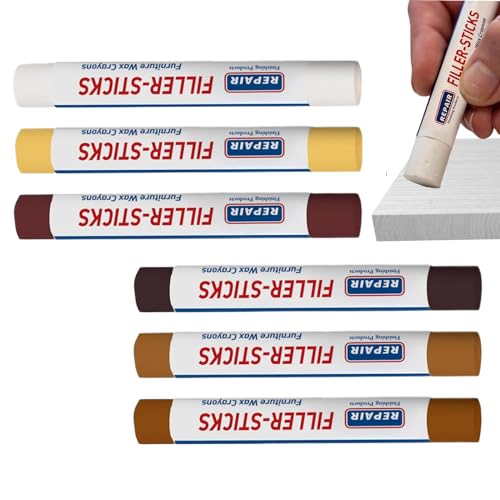 Holzmöbel Reparaturkit - 6pcs Scratch & Markus -Ausbesserungsmarkierungen | Bunte Reparaturwerkzeuge zum Abdecken von Flecken, Löchern, Rissen auf Fußleisten, Schränken, Holzböden, Türen, Tischen, Fen von Iouyjiu