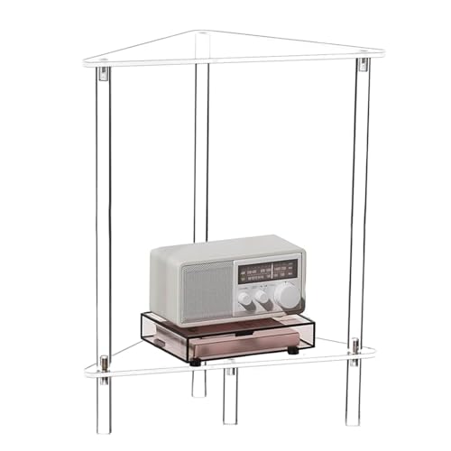Iouyjiu Acryl Beistelltisch | Wohnzimmer Transparenter Seitentisch | Acryl Dekorativ Modern 2-stufig Schreibtisch Stauraum Nachttisch | für Kleine Räume Schlafzimmer Küche Wohnzimmer Ecke von Iouyjiu