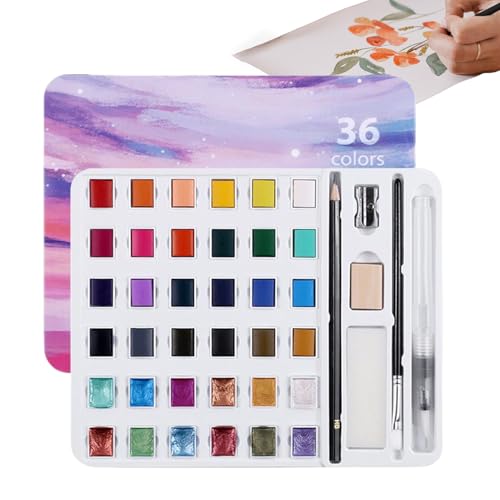Iouyjiu Aquarellfarbe Set - 36 Farben Tragbares Malerei Kit | Pinselstiftfarben für Anfänger, Kinder, Erwachsene, Klassenzimmer, Reisen, Außen-, Café- und Kunstprojekte Iouyjiu Aquarellfarbe Set - 36 Farben Tragbares Malerei Kit | Pinselstiftfarben für Anfänger, Kinder, Erwachsene, Klassenzimmer, Reisen, Außen-, Café- und Kunstprojekte von Iouyjiu