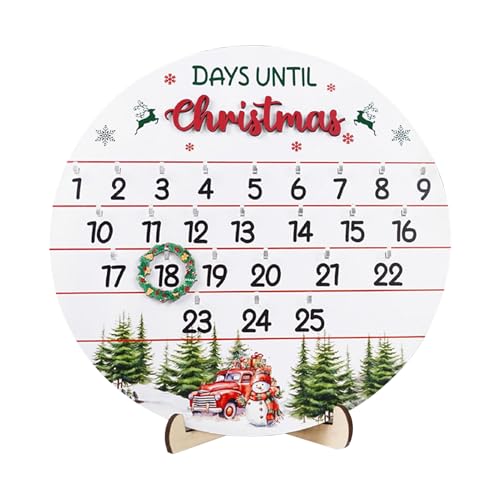 Iouyjiu Christmas Countdown, 25 Tage Holzurlaubskalender, festliches Türschild mit verstellbaren Datumssteinen für Indoor, Outdoor, Fireplace, Wand, Schreibtisch, Tisch, Feiertagsparty von Iouyjiu