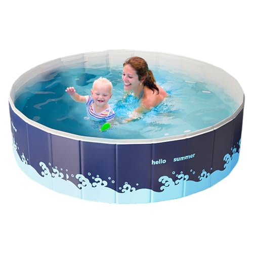 Iouyjiu Foldable Pool, Portable Bath Basin, Space Saving Swim Tub, Durabled PVC Construction Quick Drain Design Large Size Ideal for Backyard Water Fun, 2.6x3.7x4.7x6kg von Iouyjiu