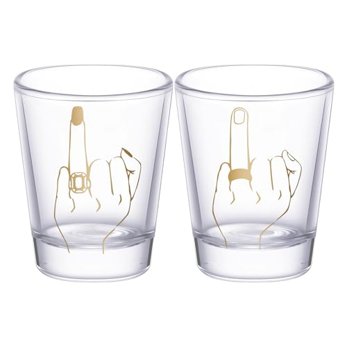 Iouyjiu Hochzeitsweingläser Für Und Bräutigam | Junggesellinnenabschied Ringfinger-Design Humorvolle Whiskygläser | Hochtransparente Getränkebehälter Für Partys Weihnachten Grillabend von Iouyjiu