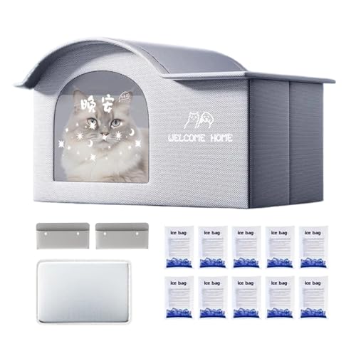 Iouyjiu Katzenhaus für den Außenbereich – kühlender Sommerhaus für Katzen, Höhle, wasserdicht, für Tiere mit Eispackungen für den Außenbereich Iouyjiu Katzenhaus für den Außenbereich – kühlender Sommerhaus für Katzen, Höhle, wasserdicht, für Tiere mit Eispackungen für den Außenbereich von Iouyjiu