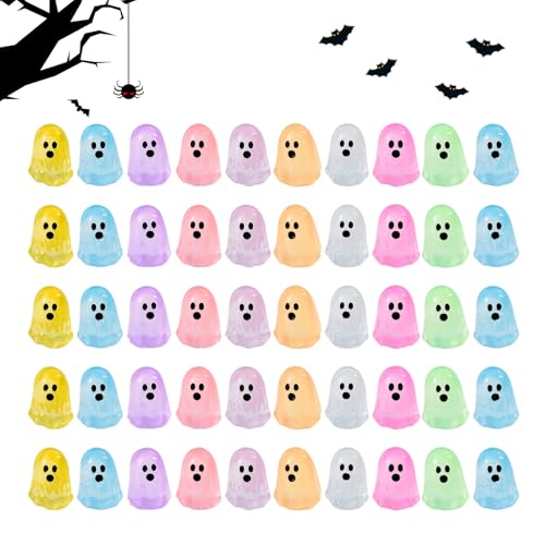 Iouyjiu Kleine Figuren - Halloween Figuren Deko Aus Harz | 50 Teile Leuchtende Halloween Deko Für Büro Landschaft Garten Tisch Innenbereich Außenbereich Schreibtisch Kamin Rasen von Iouyjiu