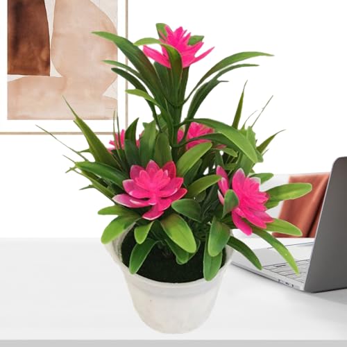 Iouyjiu Kleine Kunstpflanzen Mit Übertopf Seidenblumen Für Innenbereich, Künstliche Topfpflanzen Immergrün Als Wohnaccessoire Hingucker, Lebensechte Kunstblumen Kein Gießen, Deko Für Wohnzimmer Küche von Iouyjiu