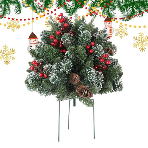 Iouyjiu Rasenhalter | Weihnachtsbaum-Pfahl mit Zapfen und roten Beeren,Dekorative Bodenspikes Für Frühling Terrasse Gartenweg Rasen Außenbereich Gartengestaltung von Iouyjiu