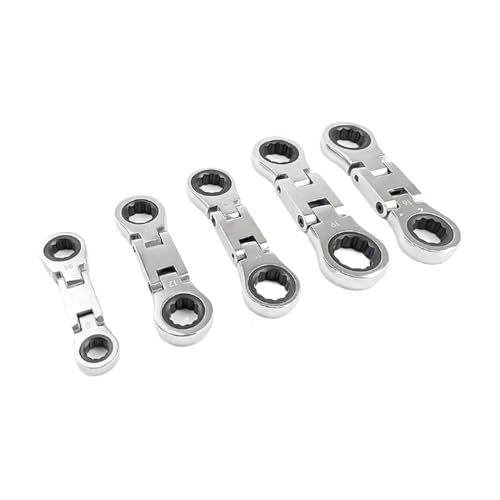Iouyjiu Ratschenschlüssel | 5 Teile Doppelantrieb Flexible Kopf Taschen Schlüssel | 180 Grad Klappbar Schraubenschlüssel Für Engräume Bau Reparatur Mit 19 Mm Einziehbar von Iouyjiu