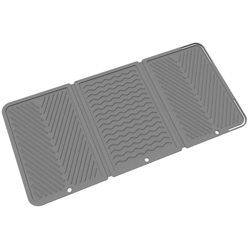 Iouyjiu Silikonschale Matte, Silikontrocknungsmatte | Klapper Nicht-Rutsch-Drain-Pad | 22x11-Zoll-Wärme-resistenten Beschützer für Bar- und Getränkestationen, post-cranuup-Organisation, Küchentheke von Iouyjiu