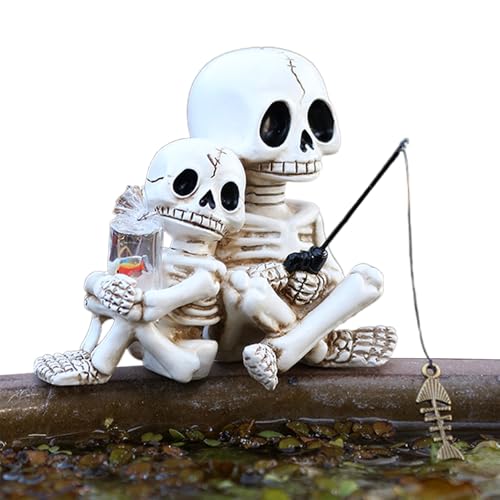 Iouyjiu Skelettstatue für Garten | Dekorative Skulptur für Büro, Angelfigur Skelett aus Kunstharz für Halloween, für Teich, , Garten, Fensterbank, Bibliothek, Schwimmbad, von Iouyjiu