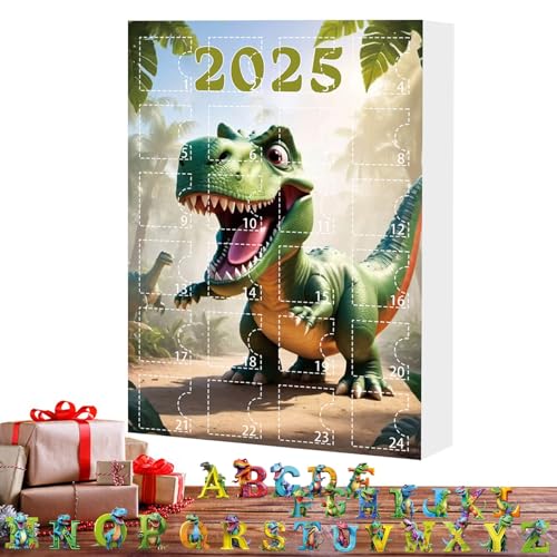 Iouyjiu Weihnachts-Countdown-Kalender | Weihnachtskalender 2025-2D Alphabet Dinosaurier Themed Ornament Set 24 Boxen Dekorative Strumpffüller für Männer Frauen Mädchen von Iouyjiu