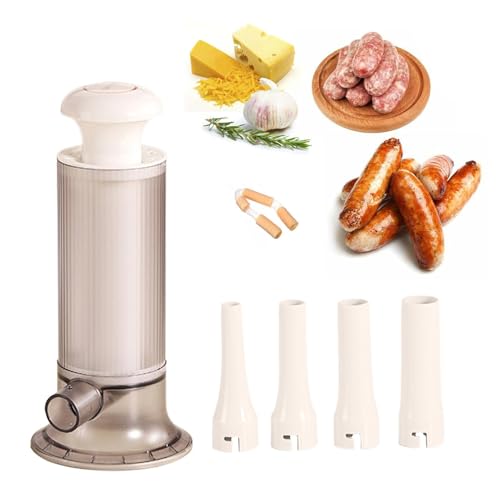 Manual Sausage Maker, Meat Filler Stuffer, Sausage Pressing Tool, Sausage Maker Machine with 4 Tube Connectors and Durable Construction for Homemade Sausages, Meat Stuffing von Iouyjiu