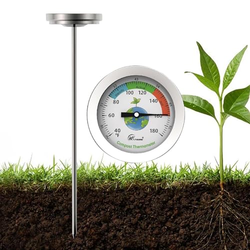 Soil Temperature Gauge, 7-Inch Outdoor Garden Thermometer Probe, Easy-To-Read Analog Ground Temperature Meter, Ideal for Lawn, Planting, Compost, Greenhouse, and Soil Monitoring, 20cm Stainless Steel Soil Temperature Gauge, 7-Inch Outdoor Garden Thermometer Probe, Easy-To-Read Analog Ground Temperature Meter, Ideal for Lawn, Planting, Compost, Greenhouse, and Soil Monitoring, 20cm Stainless Steel von Iouyjiu