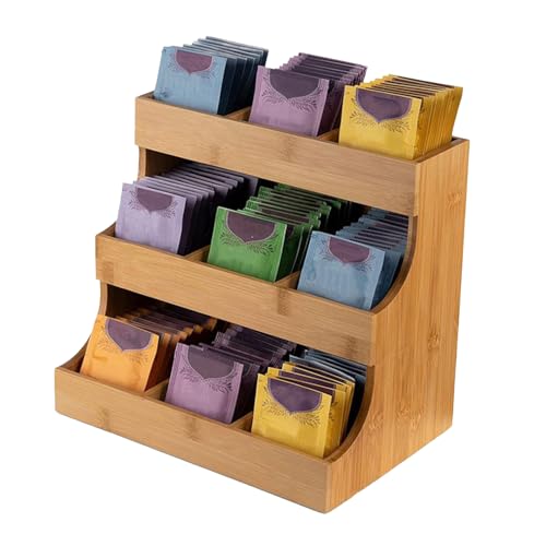 Tea Holder, Tea Organizer, Compact Design Easy Assembly Stylish Look Pantry Storage Kitchen Material, Wooden Station Rack for Women Men Home Pantry Countertop Display 12.2x8.27x8.27 Inches von Iouyjiu