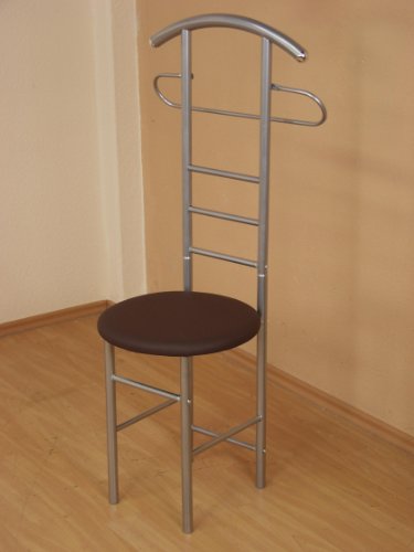 iovivo Herrendiener aus Stahlrohr mit rundem Sitz, 53x47x118 cm alu/braun von Iovivo