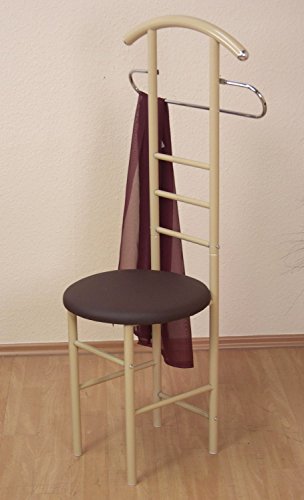 iovivo Herrendiener aus Stahlrohr mit rundem Sitz, 53x47x118 cm beige/braun von Iovivo