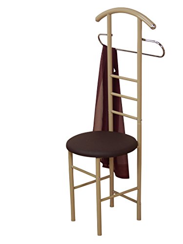 iovivo Herrendiener aus Stahlrohr mit rundem Sitz, 53x47x118 cm beige/braun von Iovivo