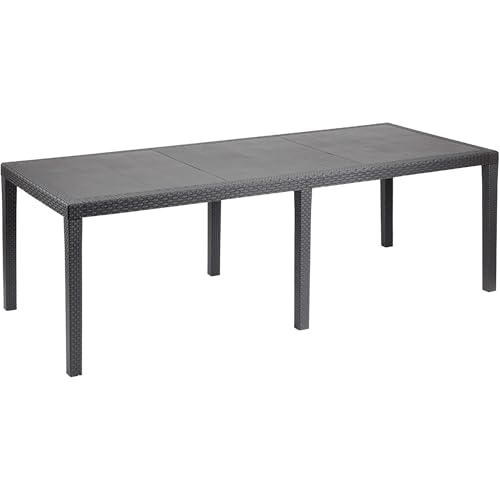 Rechteckiger ausziehbarer Gartentisch, Made in Italy, Farbe Anthrazit, Maße 150 x 72 x 90 cm (ausziehbar bis 220 cm) von Saturnia