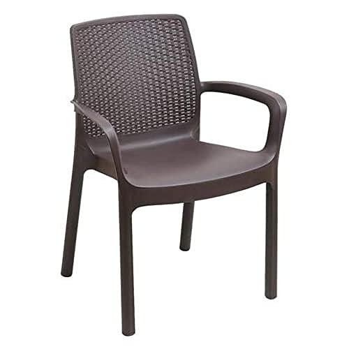Stapelbarer Stuhl mit Rattaneffekt, Made in Italy, braune Farbe, Maße 54 x 82 x 60,5 cm von Ipae-Progarden