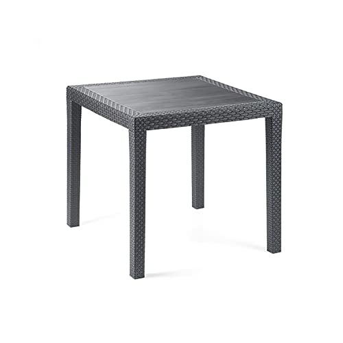 Gartentisch Rattan Optik ohne Schirmloch Tisch schwarz 79 x 79 cm Bistrotisch Beistelltisch von Koopman