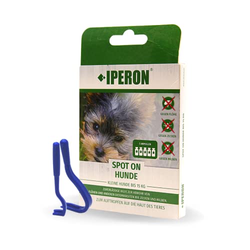 IPERON® 5 x 1 ml Spot-ON Zeckenschutz Flohschutz Lösung kleine Hunde Tropfen Flöhe Zecken + Zeckenhaken von Iperon