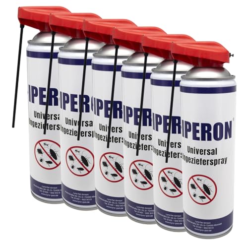 Iperon® 6 x 500 ml Universal Ungezieferspray | Sofortwirkung gegen Insekten | Mit Chrysanthemum cinerariaefolium Extrakt, Geraniol & Zitroneneukalytpusöl | Effektive Bekämpfung von Schädlingen von Iperon