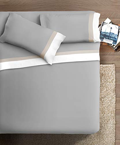 Ipersan Bettwäsche-Set mit Doppelbett, Satin, Baumwolle, 2 Quadratmetern, weiß/cremefarben, Grau von Ipersan