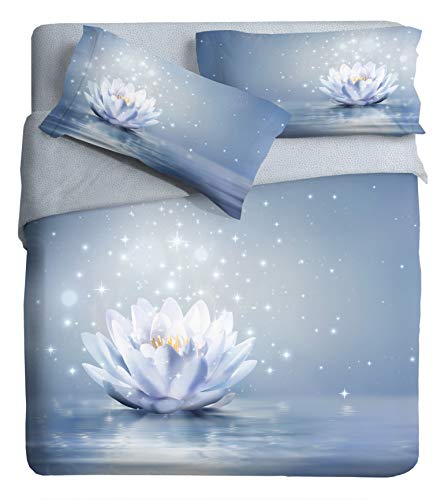 Ipersan Bettwäscheset für Einzelbett, Motiv Lotusblüten, 1 Stück von Ipersan