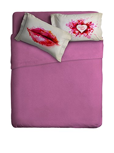Ipersan Betttuch und Kissenbezug Glamour rosa/grau 260 x 300 cm + 2/52 x 83 cm von Ipersan