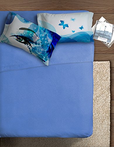 Ipersan Betttuch und Kissenbezug Visage blau/himmelblau 260 x 300 cm + 2/52 x 83 cm von Ipersan