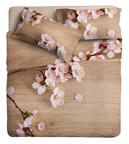 Ipersan Kirschblüten Bettwäsche-Set für Doppelbett, Fotografie, feine Art, Bio-Baumwolle, Haselnussbaum, Rosa von Ipersan