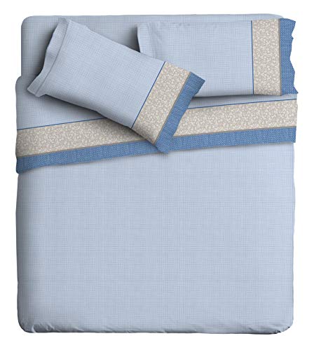 Ipersan Madras Blau Komplettset für Einzelbett Art De Vivre, 100% Reine Baumwolle, Einzelbett von Ipersan