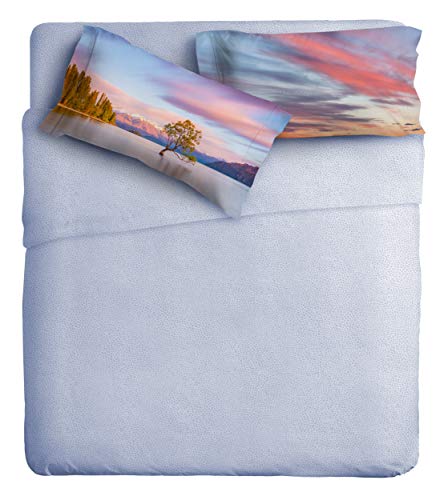 Ipersan Orizzonti Fotografie-Komplettset Fine-Art, Organic Cotton Hellblau -Rosa Doppelbett von Ipersan