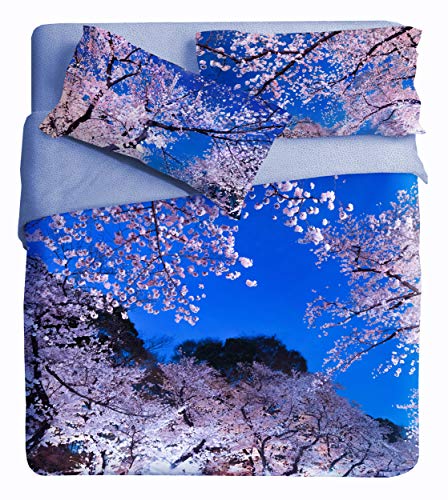 Ipersan Sakura Fine Art Bettwäsche mit Fotodruck, Bio-Baumwolle, Blau-Rosa, 1 Piazza 1/2 von Ipersan