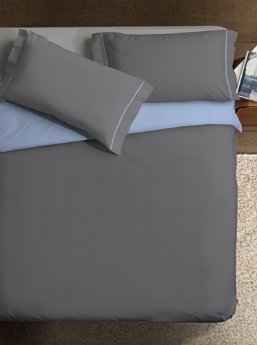 Ipersan zweifarbig Bettbezug grau/Himmelblau cm. 255x240 von Ipersan