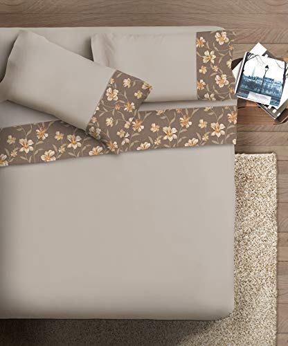 Ipersan Komplett mit Fotorand Harmonie Doppelbett Design Lilie Hintergrund Taupe von Ipersan