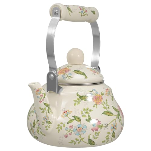 Emaille Wasserkocher 1,5L Multifunktions Tragbar für Herd Retro Design mit Ausguss für Tee und Kaffee von Ipetboom