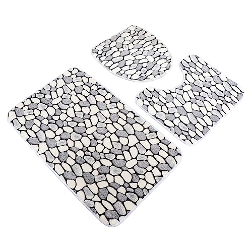 Ipetboom 1 Satz Badezimmer Teppich Set Teilig rutschfeste und Saugfähige Fleece Badmatte Waschbar für Toiletten und Duschbereich Weißes von Ipetboom