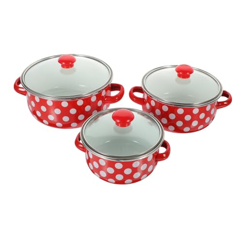 Ipetboom 1 Satz Kochgeschirrset Teiliges Enamel Mini Suppentopf Set mit Deckel und Griffen für Kleine Haushalte und Vielseitig Einsetzbar für Herdarten Geeignet von Ipetboom