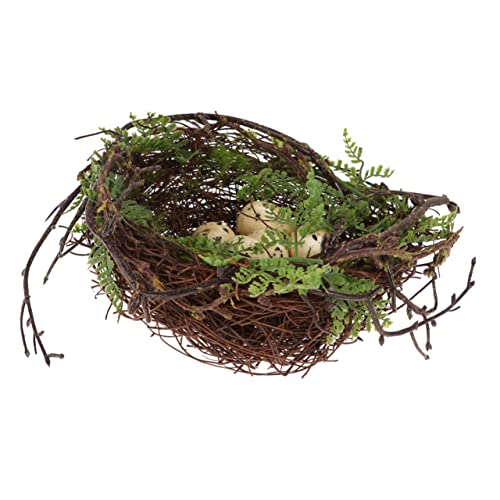 Ipetboom 1 Satz Künstliches Nest mit Simulationseiern Rattan Nest für Garten Terrasse und Decorations von Ipetboom