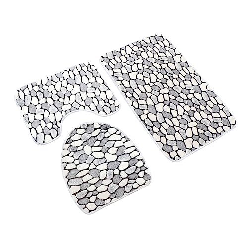 Ipetboom 1 Satz Teiliges Set Badezimmerteppich mit Rutschfester Fleece Oberfläche Wasserabsorbierend für Toilette Sowie Badezimmer Geeignet Marmoriert von Ipetboom
